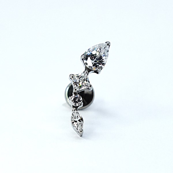 Titaanist labret – nelja kristalliga - Image 5