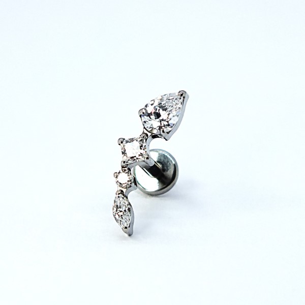 Titaanist labret – nelja kristalliga - Image 4