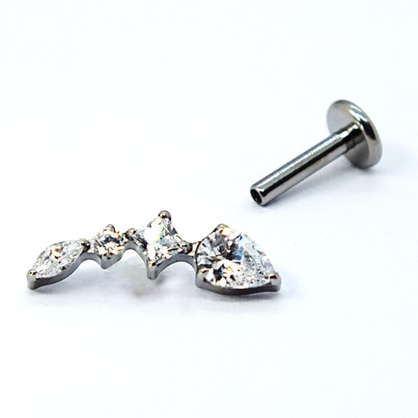 Titaanist labret – nelja kristalliga - Image 3