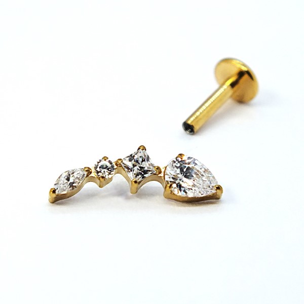 Titaanist labret – nelja kristalliga - Image 2