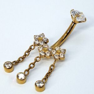 Kuldne rippuva disainiga titaanist nabaneet